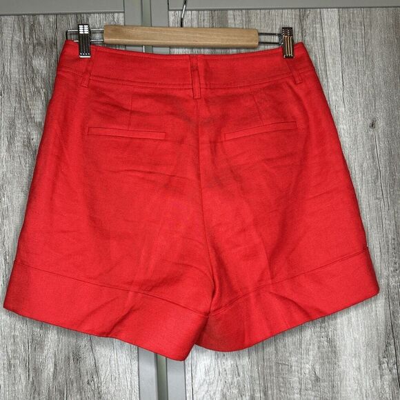 J Crew Shorts Size 2 Line Blend Cuffed Red Color High Rise Lined Pockets - Picture 6 of 8